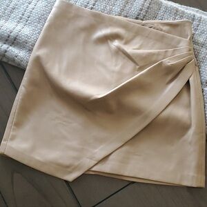Mango Asymetrical Faux-Leather Mini Skirt with Lining